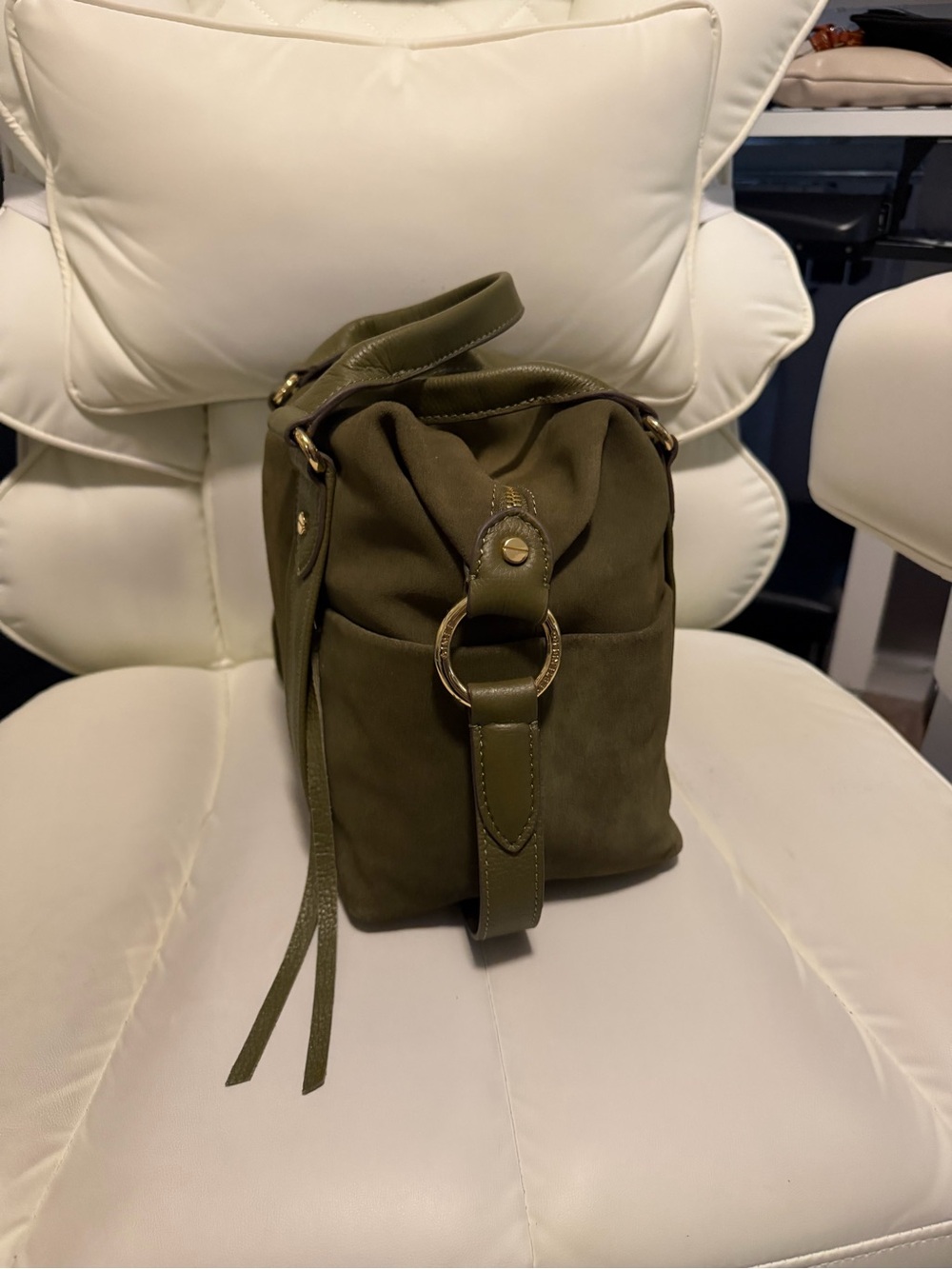 Aimee Kestenberg Olive Green Suede Satchel - Picture 3 of 7